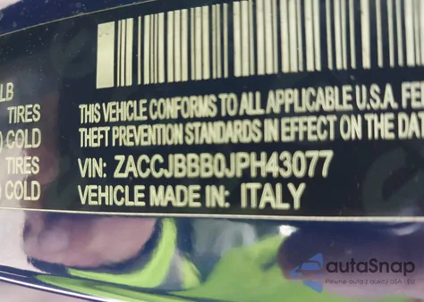 2018 Jeep Renegade Latitude 4X4 z USA, uszkodzony, nr VIN ZACCJBBB0JPH43077